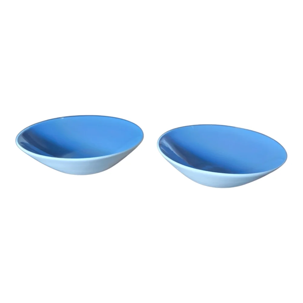 Blue Ceramic Bowls Set Vintage Homer Lauphlin Dessert Bowls.